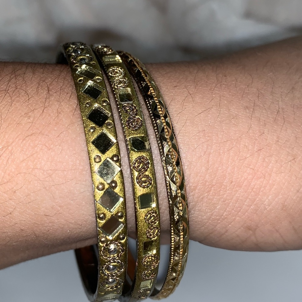 Rustic Gold Bangles - Picture 4 of 6